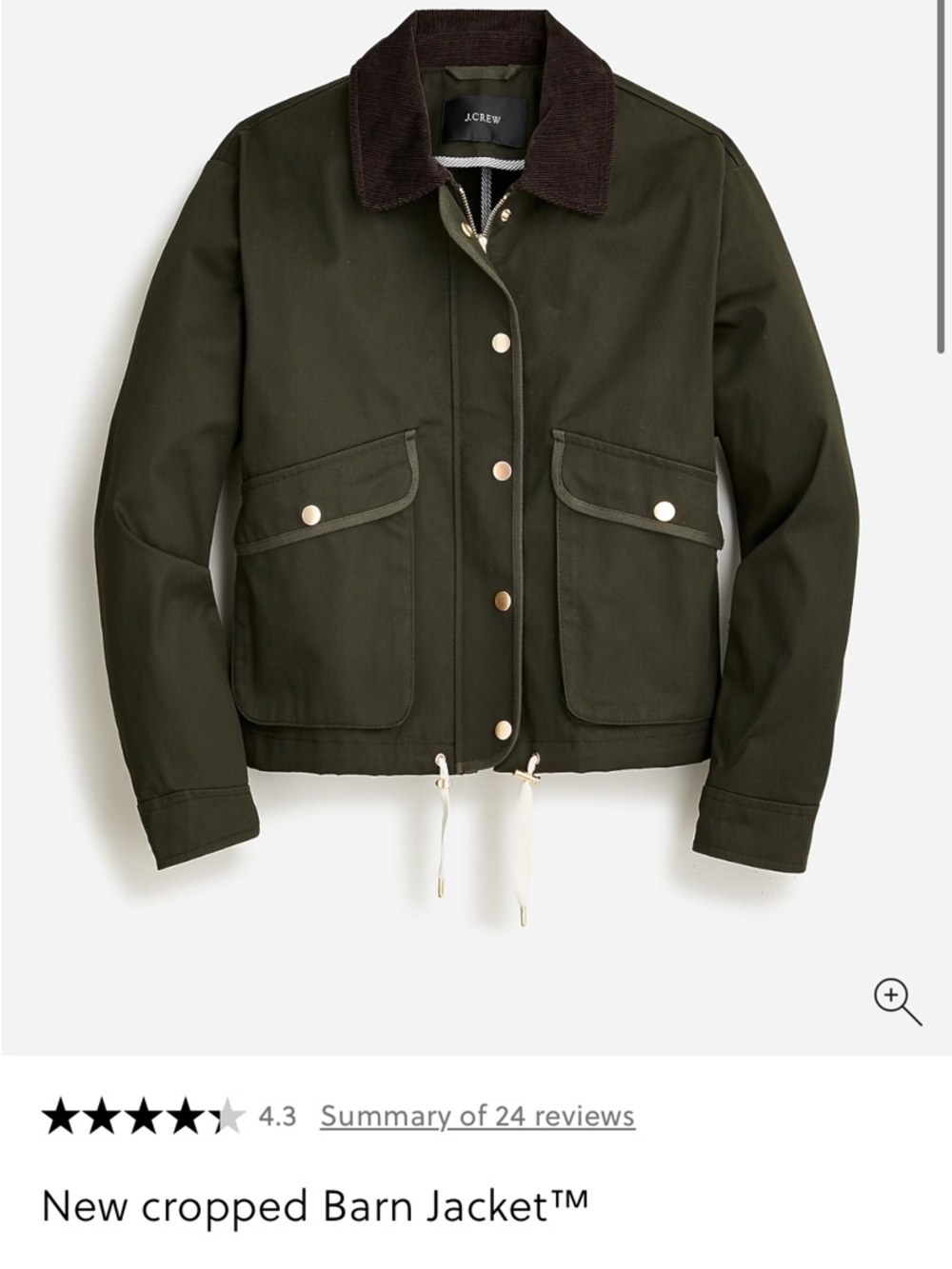 J. Crew Cropped Barn Jacket size Small